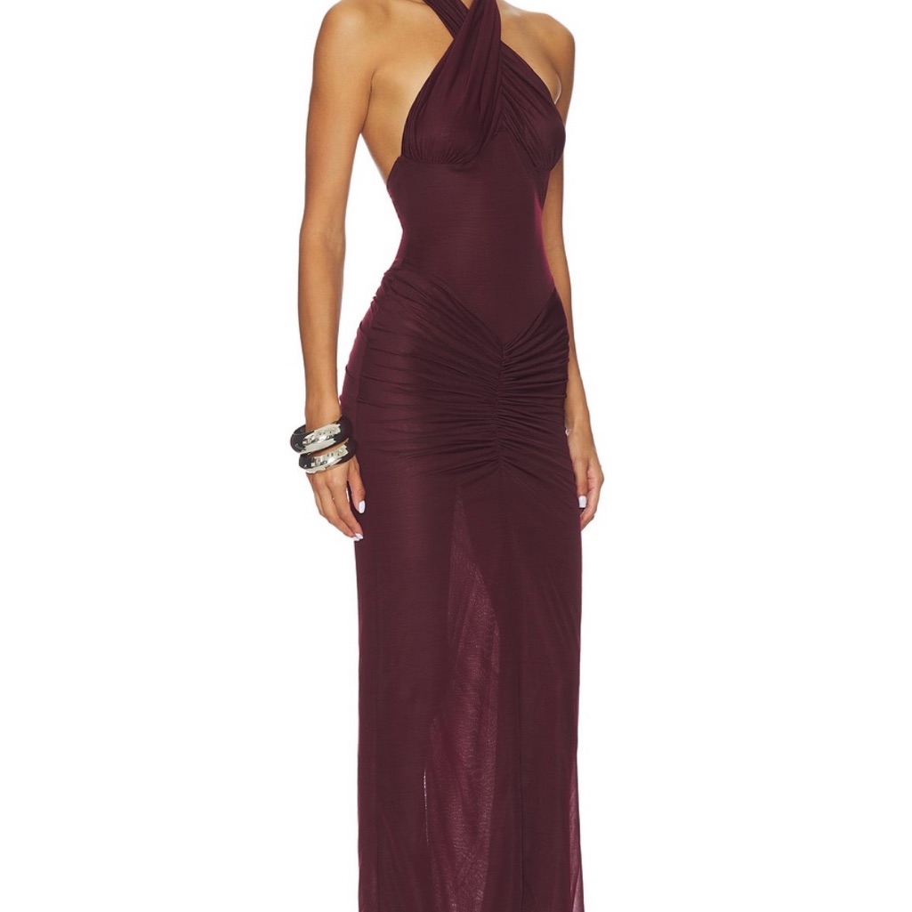 Halter Maxi Dress In Deep Burgundy- Worn Once.